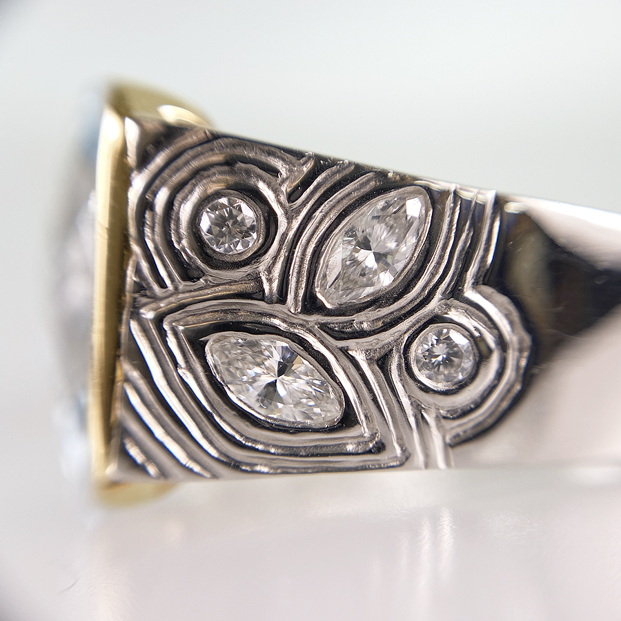 リング Pt900 K18YG アクアマリン ダイヤモンド 11号(51) sss【中古】_画像8