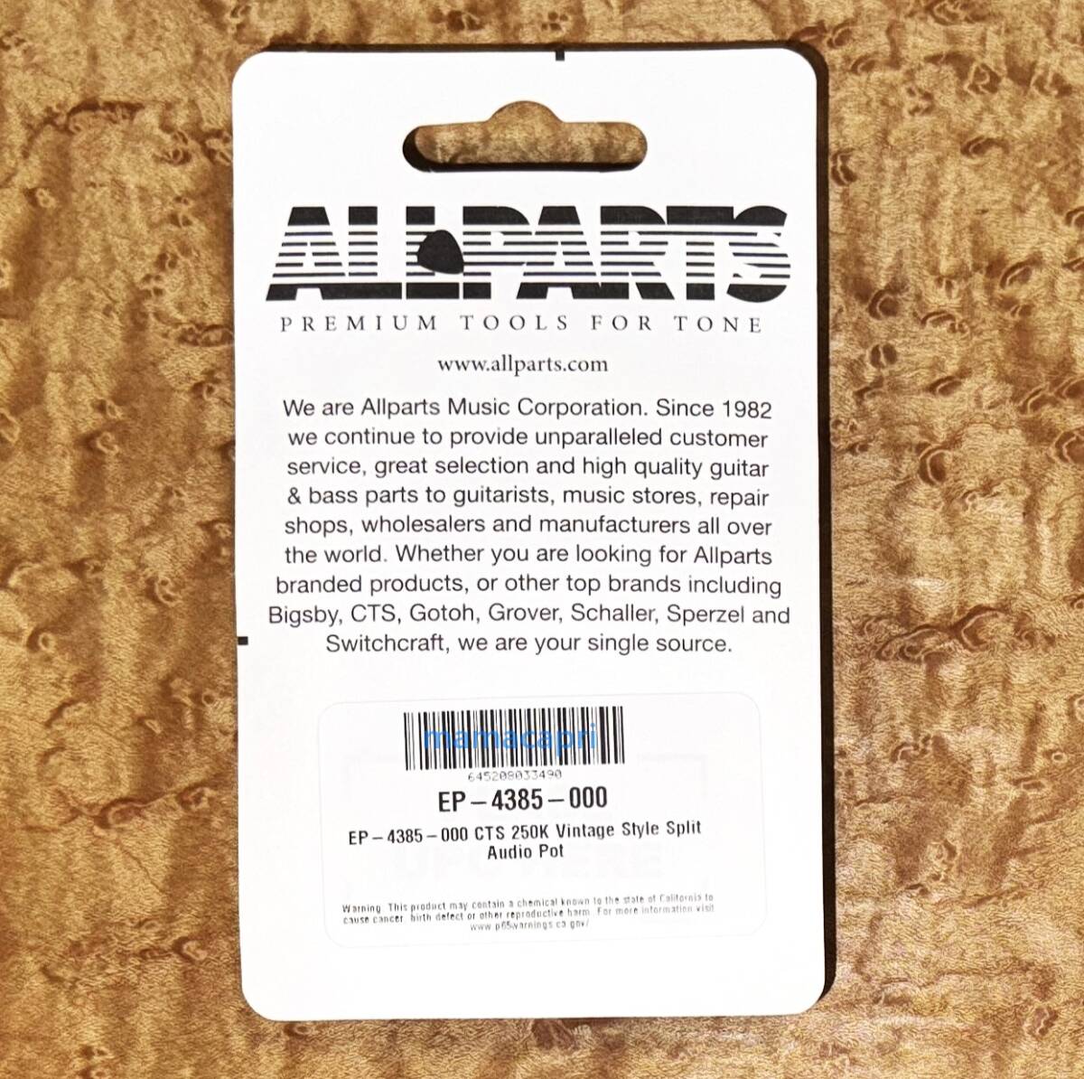 新品ALLPARTS CTS製 250K Vintageヴィンテージstyle Splitスプリット Audio Potentiometer POT EP-4385-000オールパーツ オーディオ ポット_画像4