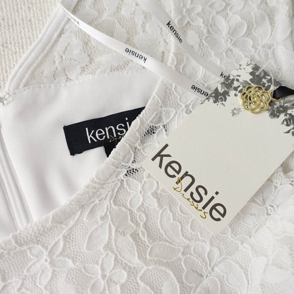新品.KENSIE ケンジー 4/9号 白 花柄 総 レース ノースリーブ ロング ワンピース ドレス 結婚式 演奏会 華26N1402_画像7