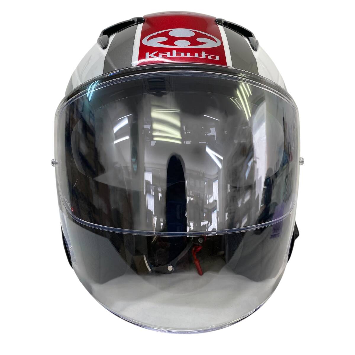 【美品】 OGK Kabuto オージーケーカブト EXCEED DEUCE ジェットヘルメット ※XGP X1インカム付き 白/赤系 ホワイト/レッド系 S 21622-100