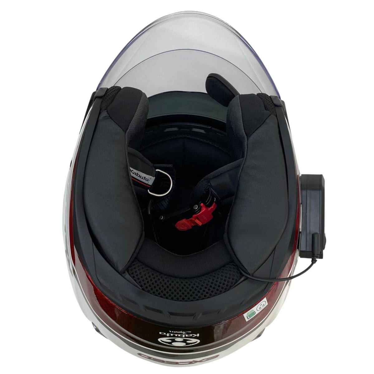 【美品】 OGK Kabuto オージーケーカブト EXCEED DEUCE ジェットヘルメット ※XGP X1インカム付き 白/赤系 ホワイト/レッド系 S 21622-100