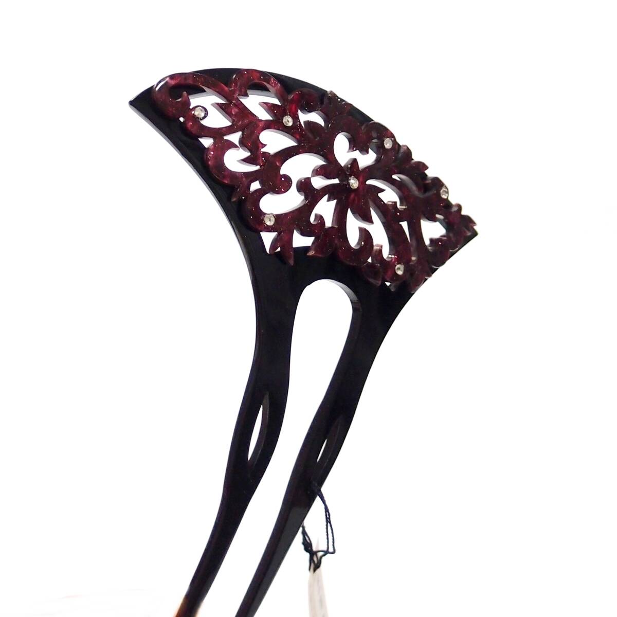 かんざし　扇形 ばち型　簪 紫ラメ 透かし　花からくさ【大原商店 花しおり】_画像4