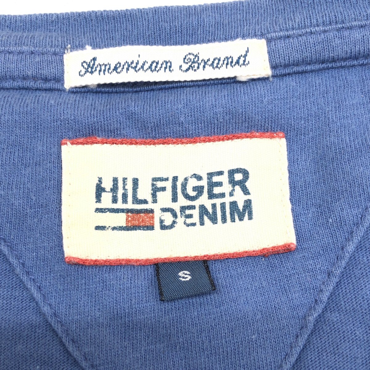 HILFIGER DENIM ヒルフィガーデニム ビッグロゴプリント ポケット Tシャツ S ネイビー 半袖 ポケT アメカジ トミーヒルフィガー トルコ制