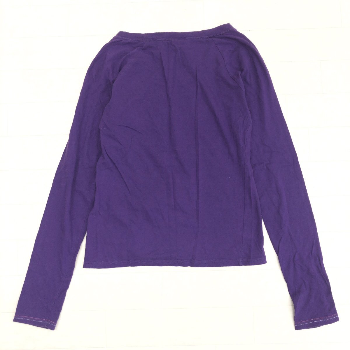 TOMMY GIRL トミーガール トミーヒルフィガー コットン100% オープンネック ロゴ Tシャツ S パープル 日本製 ロンT 長袖 y2k archive 平成_画像2