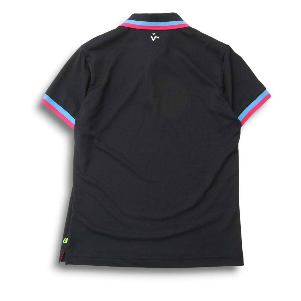 VIVA HEART ビバハート ゴルフ 春夏 ロゴ★ 吸汗速乾 半袖 鹿の子 ポロシャツ Sz.48 メンズ 黒_画像4