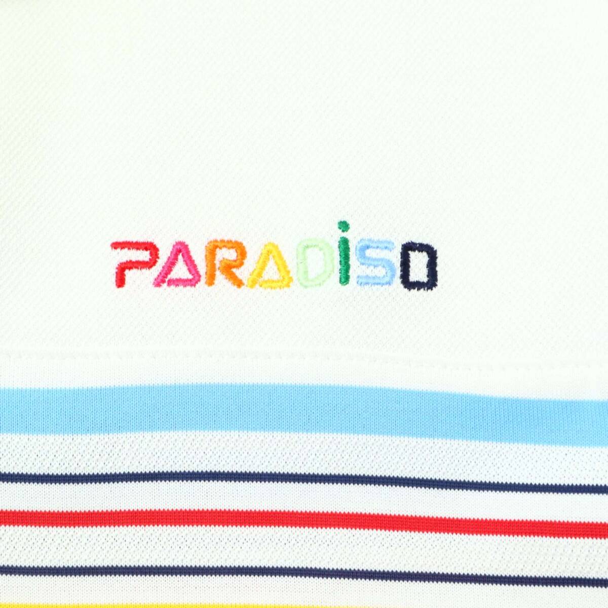 Paradiso パラディーゾ ゴルフ 春夏 ロゴ刺繍★ 半袖 ボーダー ポロシャツ Sz.M メンズ 日本製_画像3