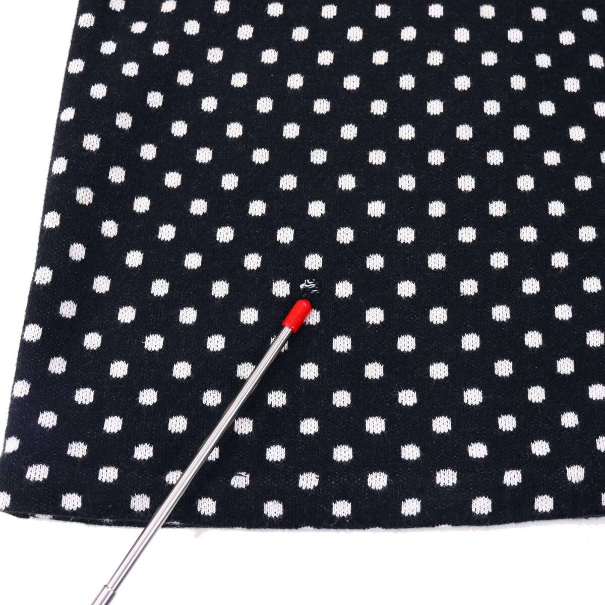 PINK HOUSE ピンクハウス 襟レース♪ 半袖 ドット柄 ニット チュニック カットソー Sz.F レディース 黒_画像7