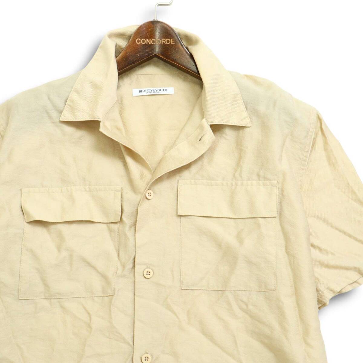 22SS★ BEAUTY&YOUTH ユナイテッドアローズ ウォッシャブル ツイル ポケット 半袖 シャツ Sz.F レディース_画像2