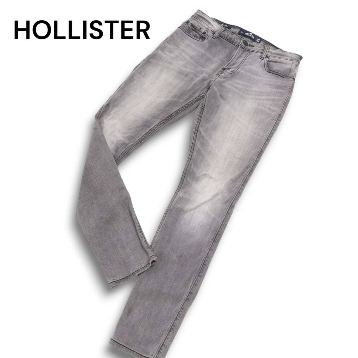 HOLLISTER Hollister через год USED обработка * стрейч обтягивающий тонкий Denim брюки джинсы Sz.30 мужской 