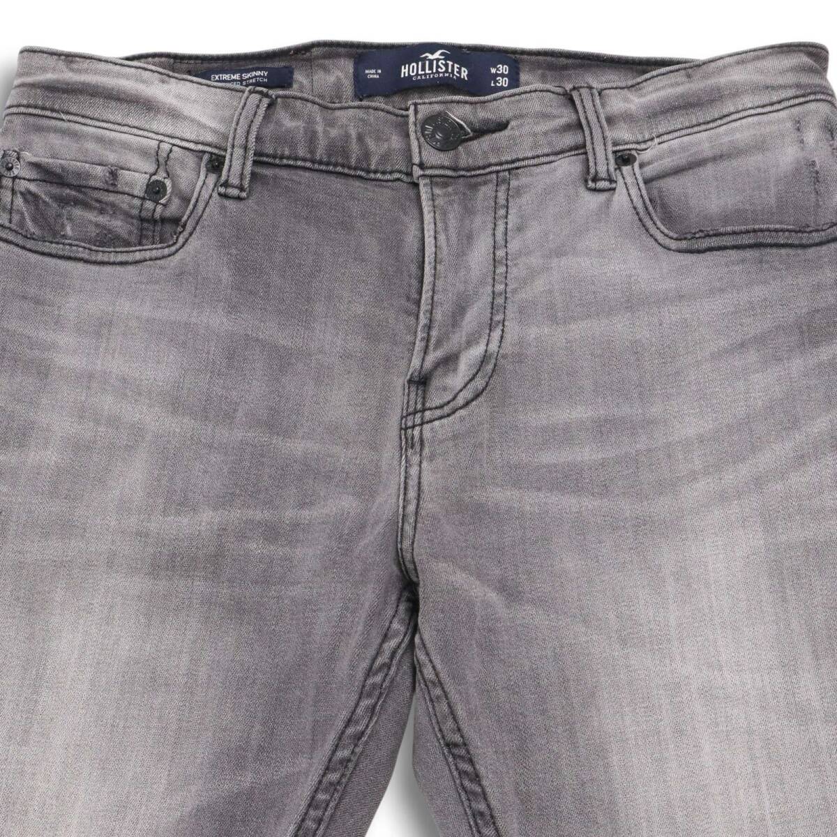 HOLLISTER Hollister через год USED обработка * стрейч обтягивающий тонкий Denim брюки джинсы Sz.30 мужской 