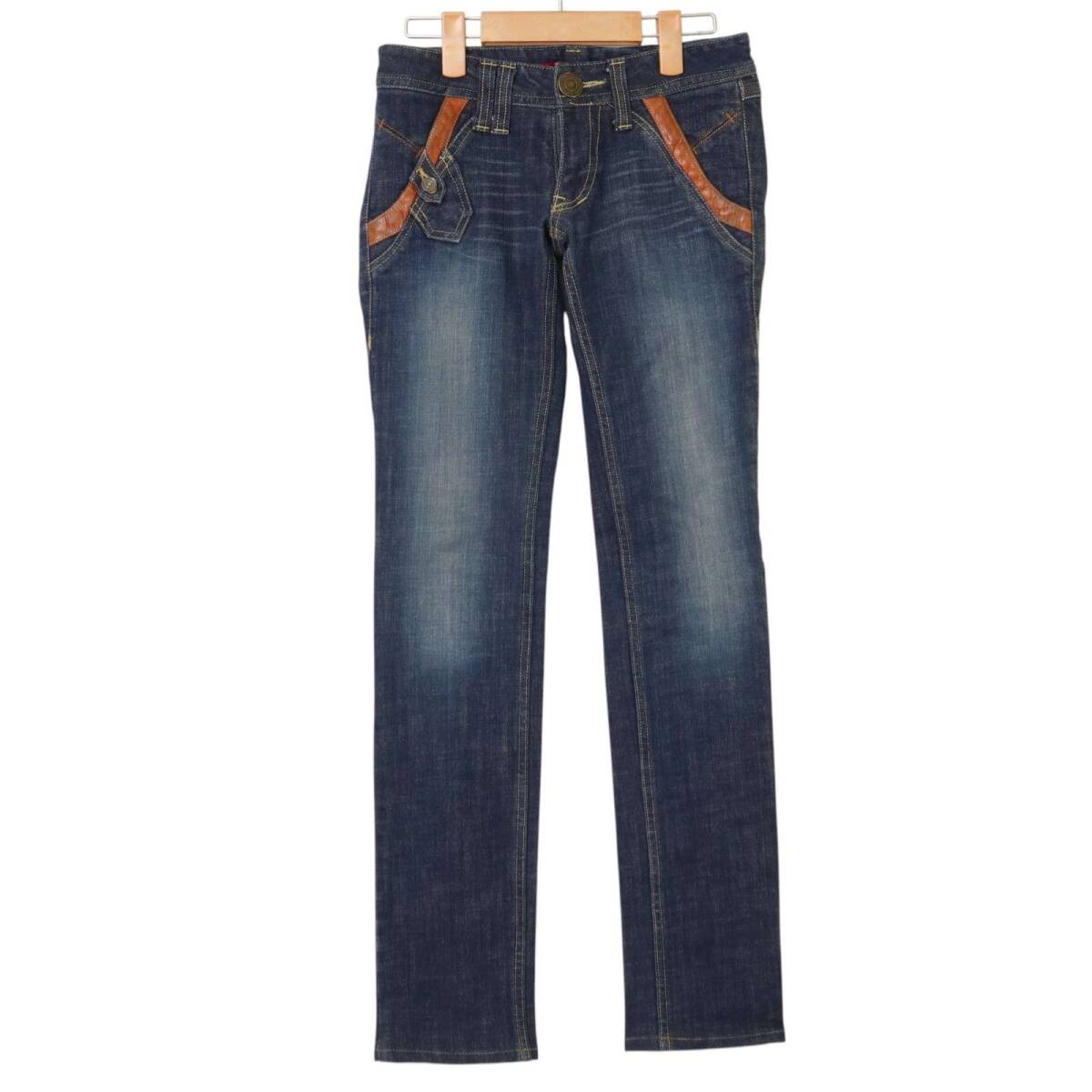 EDGE ON ALL エッジオンオール 通年 ストレッチ デニム★ スキニー スリム パンツ ジーンズ Sz.0 レディース_画像1