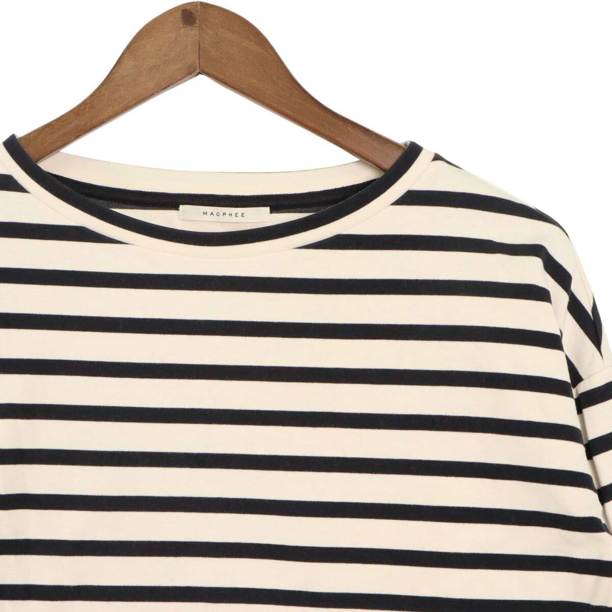 MACPHEE マカフィー 通年 ストレッチ★ ボーダー カットソー Tシャツ Sz.1 レディース_画像2