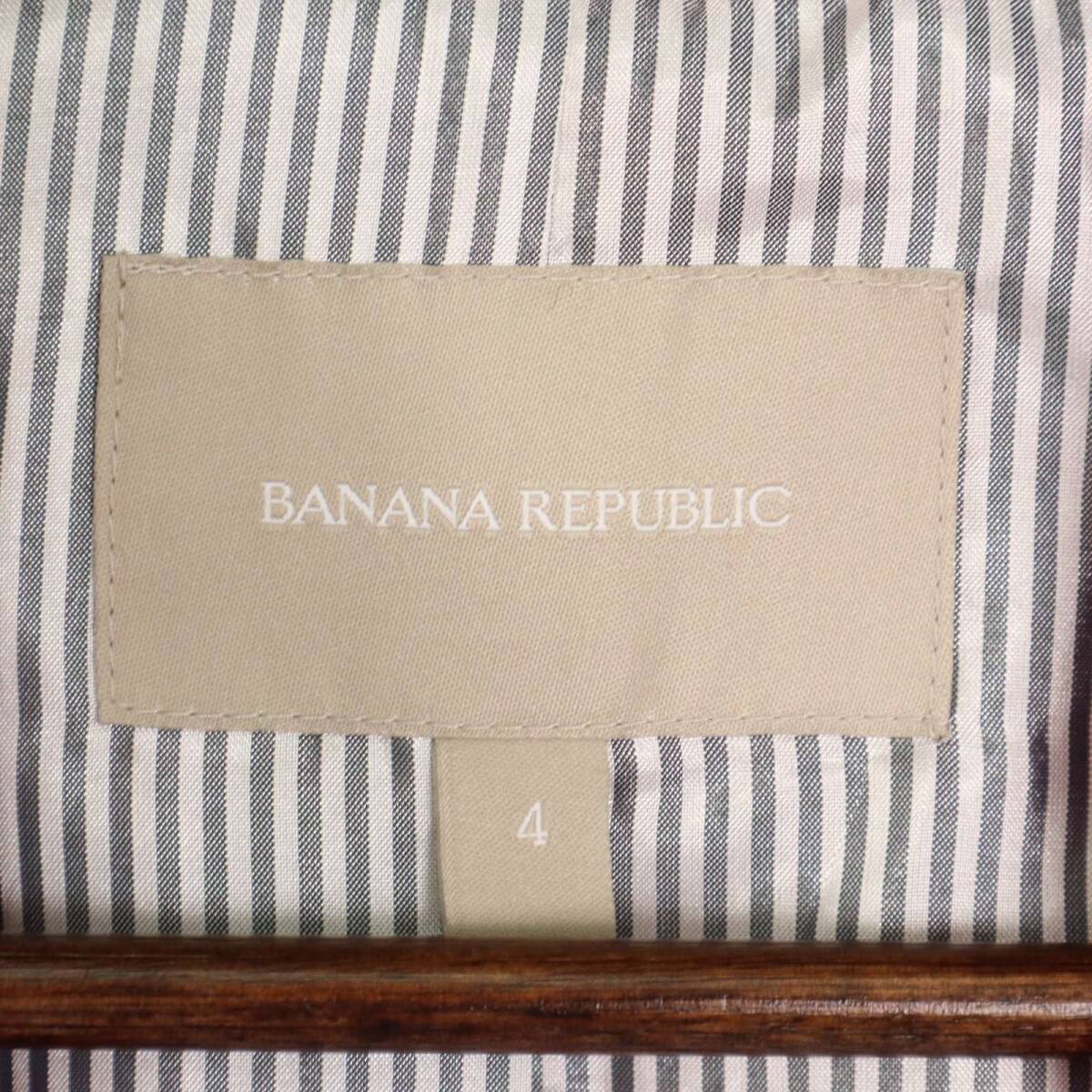 Banana Republic バナナリパブリック 通年 裏ストライプ★ 金ボタン テーラード ジャケット ブレザー Sz.4　レディース_画像6