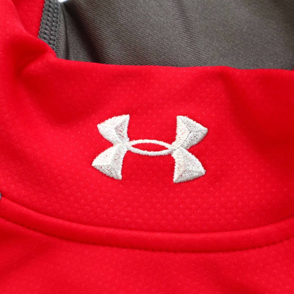 UNDER ARMOUR アンダーアーマー ロゴ刺繍★ 裏起毛 長袖 モックネック プルオーバー シャツ Sz.MD メンズ トレーニング_画像3