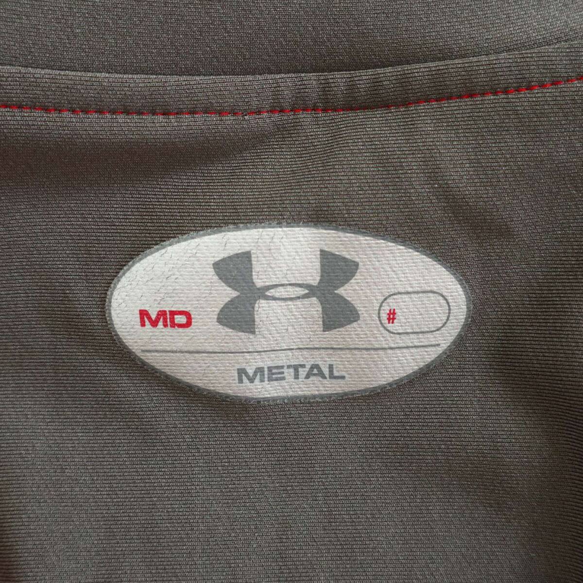 UNDER ARMOUR アンダーアーマー ロゴ刺繍★ 裏起毛 長袖 モックネック プルオーバー シャツ Sz.MD メンズ トレーニング_画像8