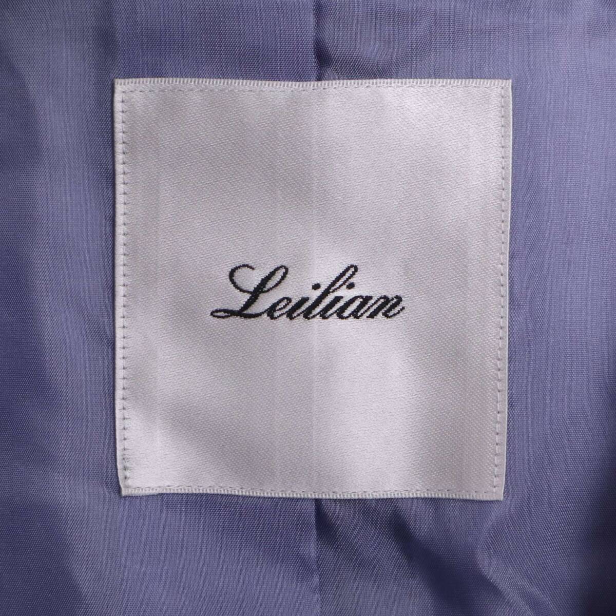 Leilian レリアン 秋冬★ F.LLI CERRUTI シルク ウール ツイード テーラード ジャケット Sz.9 レディース ネイビー 日本製_画像6