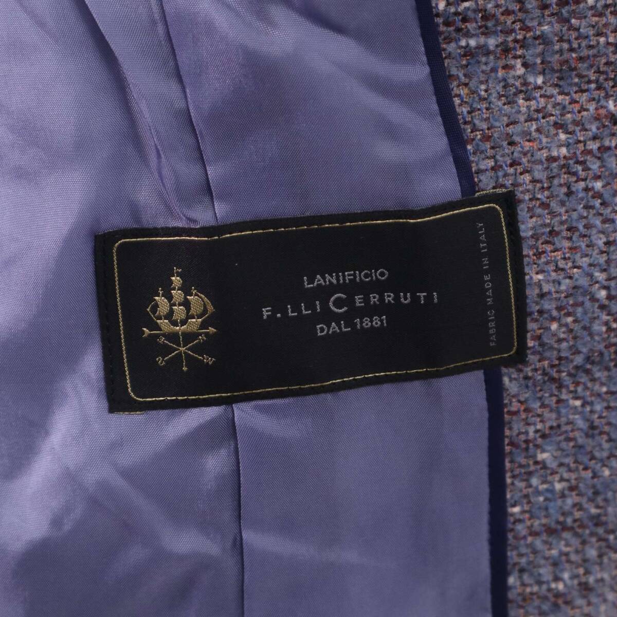 Leilian レリアン 秋冬★ F.LLI CERRUTI シルク ウール ツイード テーラード ジャケット Sz.9 レディース ネイビー 日本製_画像7