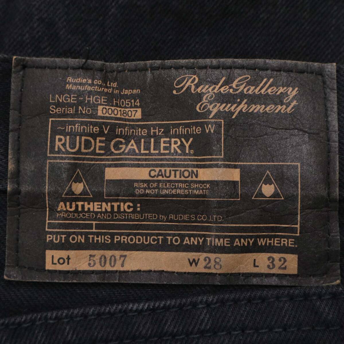 RUDE GALLERY ルードギャラリー Lot 5007★ USED加工 スリム デニム パンツ ジーンズ Sz.28 メンズ 黒 日本製_画像7