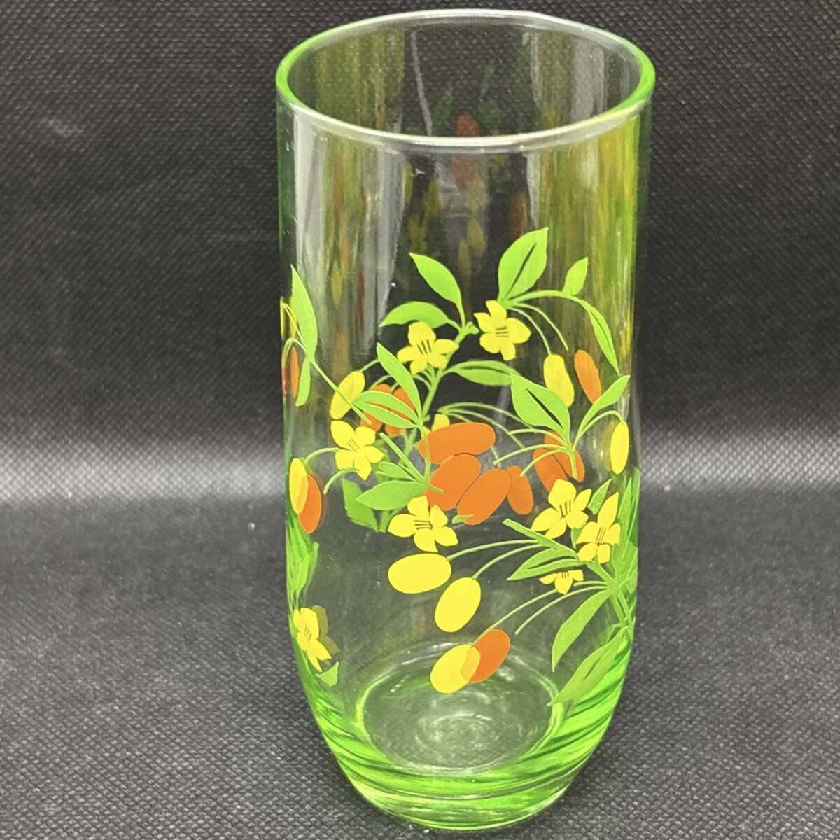 昭和レトロ ガラスコップ 花柄 グラス 3個セット 昔懐かしい