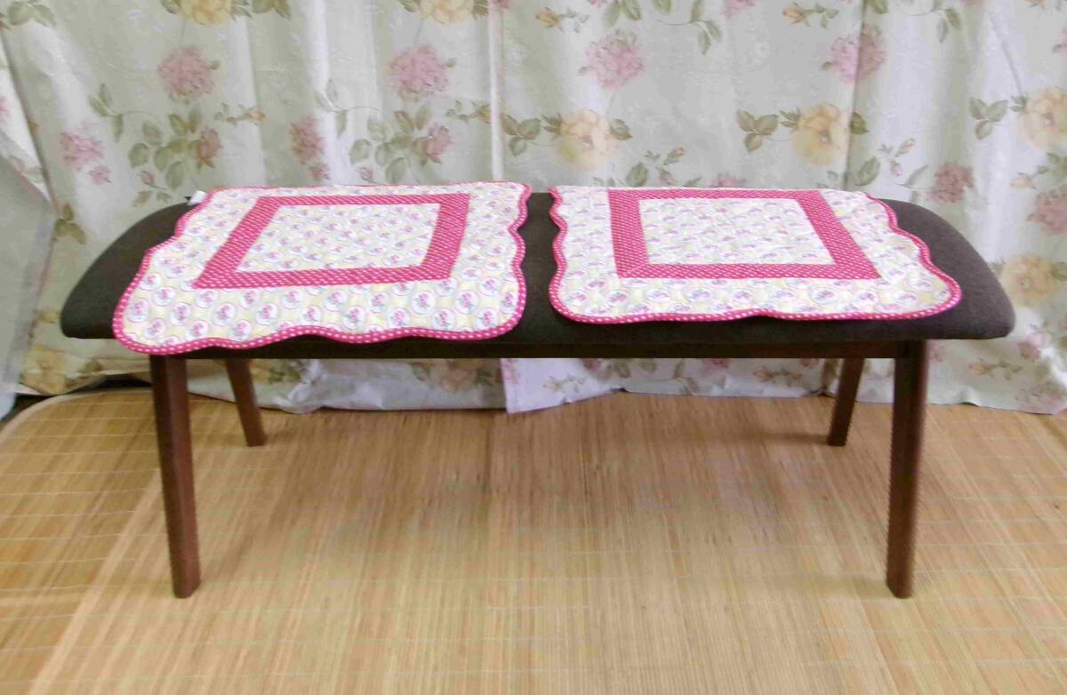 チェアマット　3枚組　綿100%生地　チェアシート　座布団　シートクッション　洗える　チェアパット　ピンク系　かわいい　在庫(kù)処分