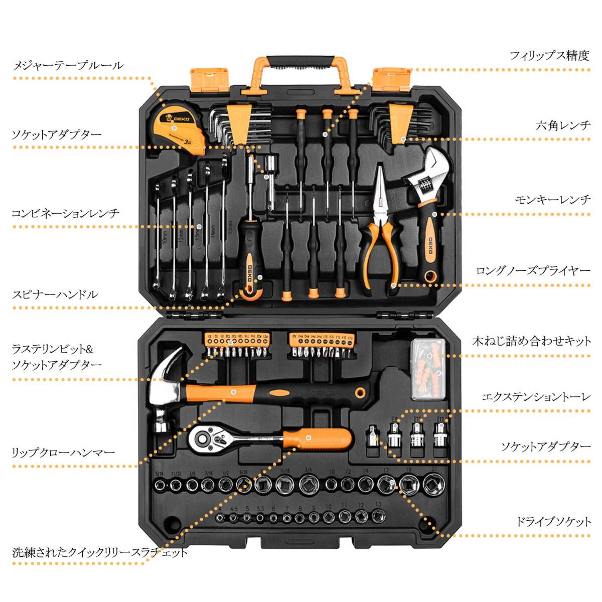 ☆驚くほどの工具セット 128点のツール 工具 新登場！ ユーザー好評 長寿命仕