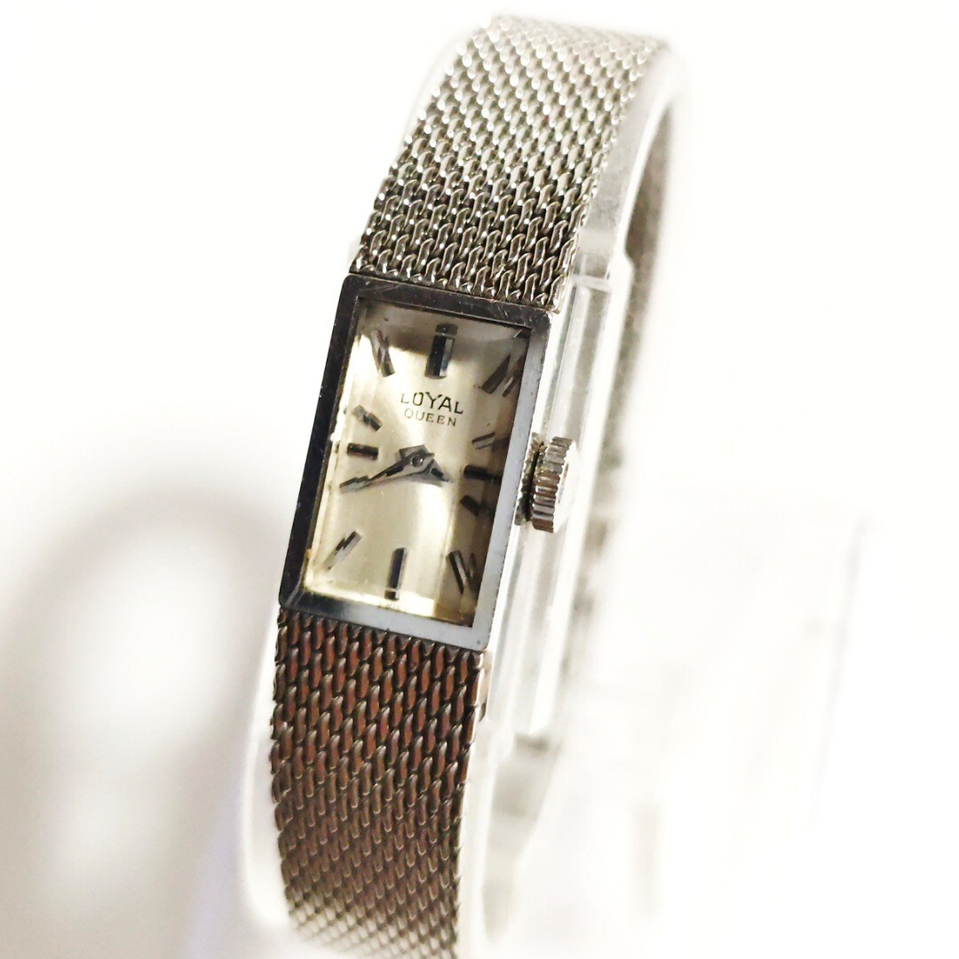 希少動作品 LOYAL QUEEN シルバーカラー レディース腕時計 昭和レトロ 機械式 手巻き 稼働品 サ452_画像1