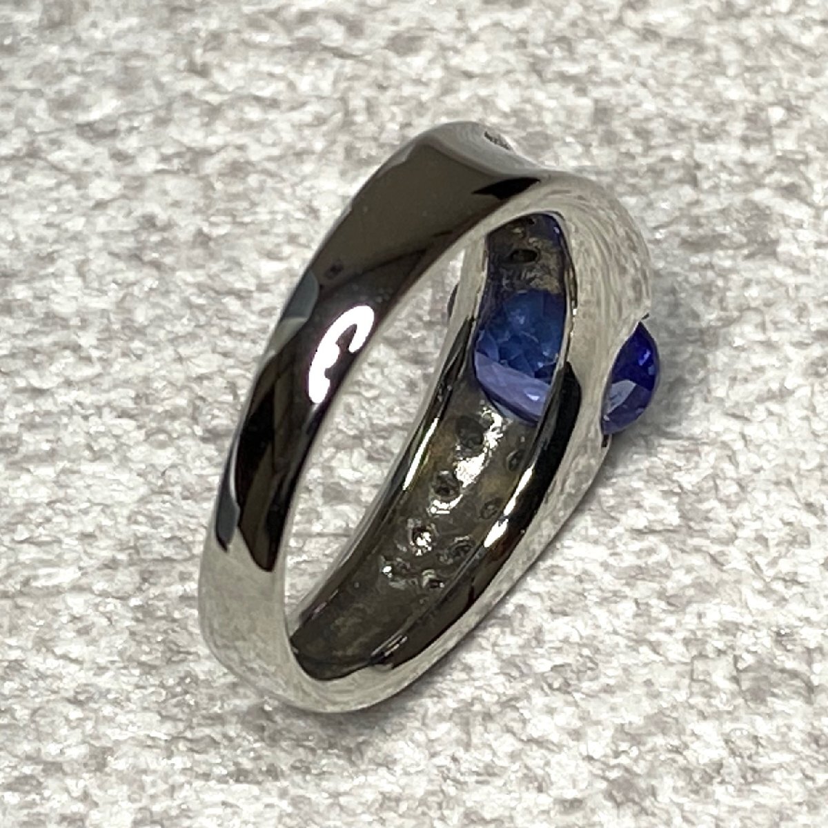 ☆【KJC】Pt900(プラチナ) タンザナイト 1.34ct/ダイヤモンド 0.26ct 刻印 リング/指輪 サイズ約10番弱 ソーティング付_画像6