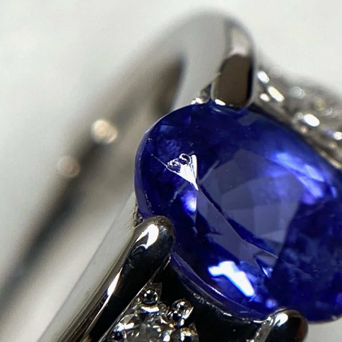 ☆【KJC】Pt900(プラチナ) タンザナイト 1.34ct/ダイヤモンド 0.26ct 刻印 リング/指輪 サイズ約10番弱 ソーティング付_画像8