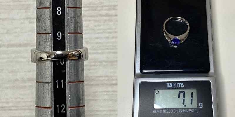 ☆【KJC】Pt900(プラチナ) タンザナイト 1.34ct/ダイヤモンド 0.26ct 刻印 リング/指輪 サイズ約10番弱 ソーティング付_画像9