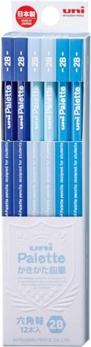 三菱鉛筆 かきかた鉛筆 ユニパレット 2B かきかた パステルブルー 1ダース K55602B_画像1