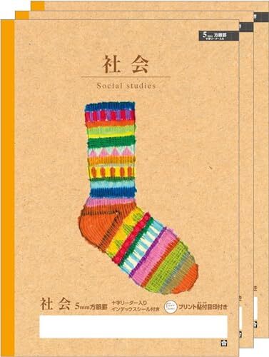 サクラクレパス 学習帳 社会 5mm方眼 十字リーダー入り A4 米津祐介 デザイン 靴下 3冊 NP947(3)_画像1