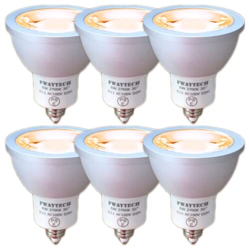 FWAYTECH LEDハロゲン電球 E11 調(diào)光 6W ダイクロ型50W～60W相當(dāng) 中角30度 ダクトレールLEDスポットライト ダイクロハ