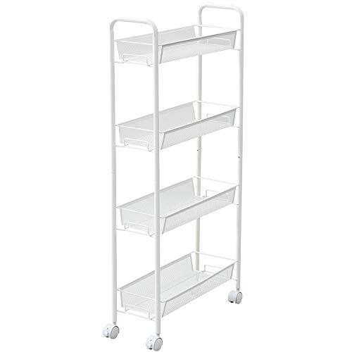 山善(YAMAZEN) サイドワゴン マットホワイト 19cm 4段 スリム かんたん LKW-4S(MW)_画像1