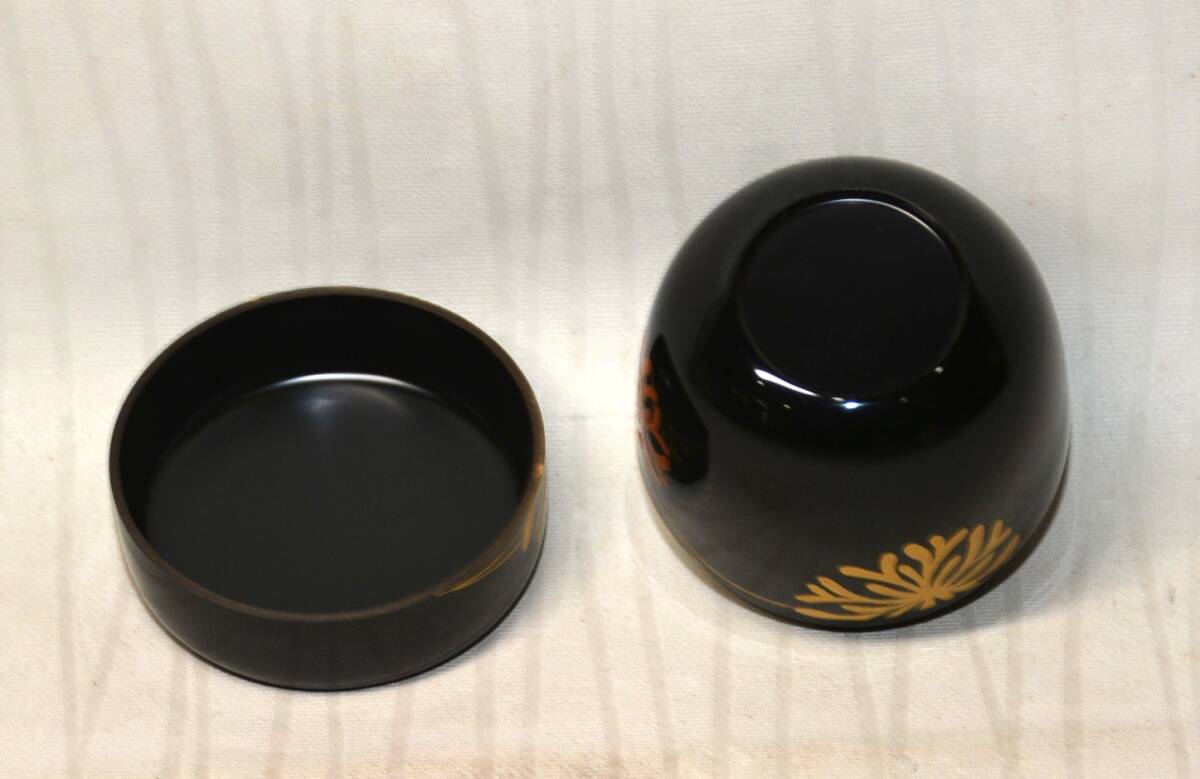 50◆初荷です ◆茶道具 加賀山中塗 井筒寛斎造 海松波蒔絵中棗 木製漆塗 ◆共箱 未使用美品_画像9