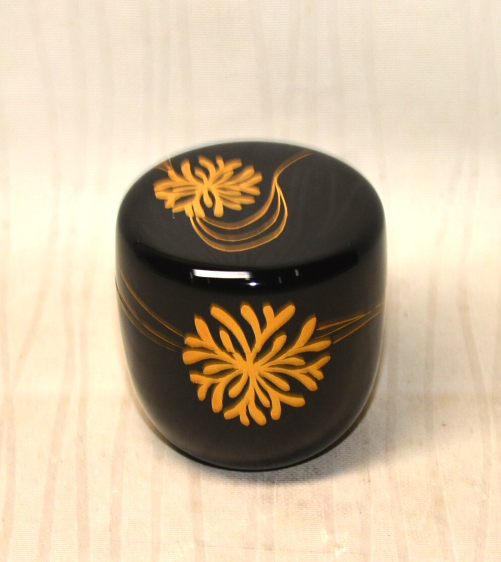 50◆初荷です ◆茶道具 加賀山中塗 井筒寛斎造 海松波蒔絵中棗 木製漆塗 ◆共箱 未使用美品_画像2