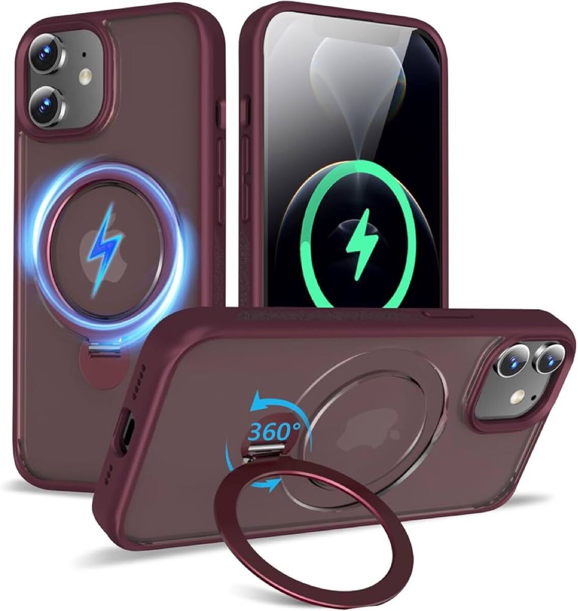 2309541 2025新開発・定点360度回転スタンド】KWATUNG iPhone 12 用ケース iPhone 12 Pro 用ケース MagSafe対応_画像1