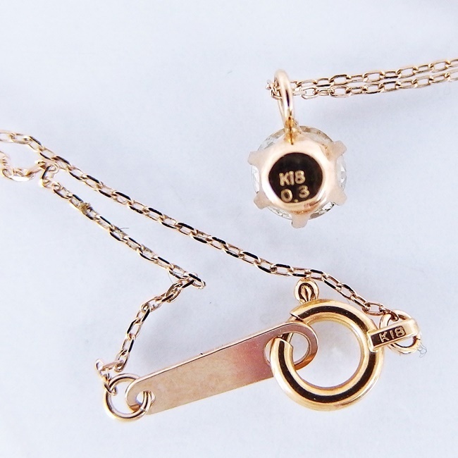 K18PG ★ネックレス ◇ダイヤモンド0.30ct ４月誕生石 ●39.8cm【中古】 /29416/10013268_画像8