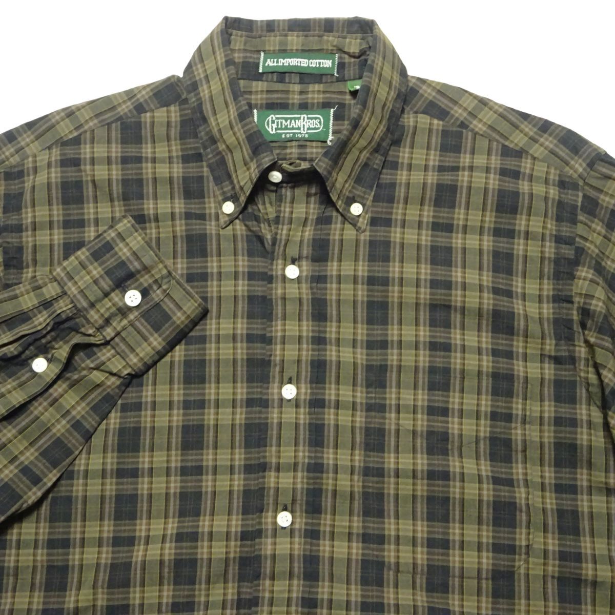 ★USA製♪ギットマンブラザーズ★ボタンダウンシャツ15・1/2 32チェックシャツ長袖シャツメンズアメリカ製GITMAN BROTHERS_画像1
