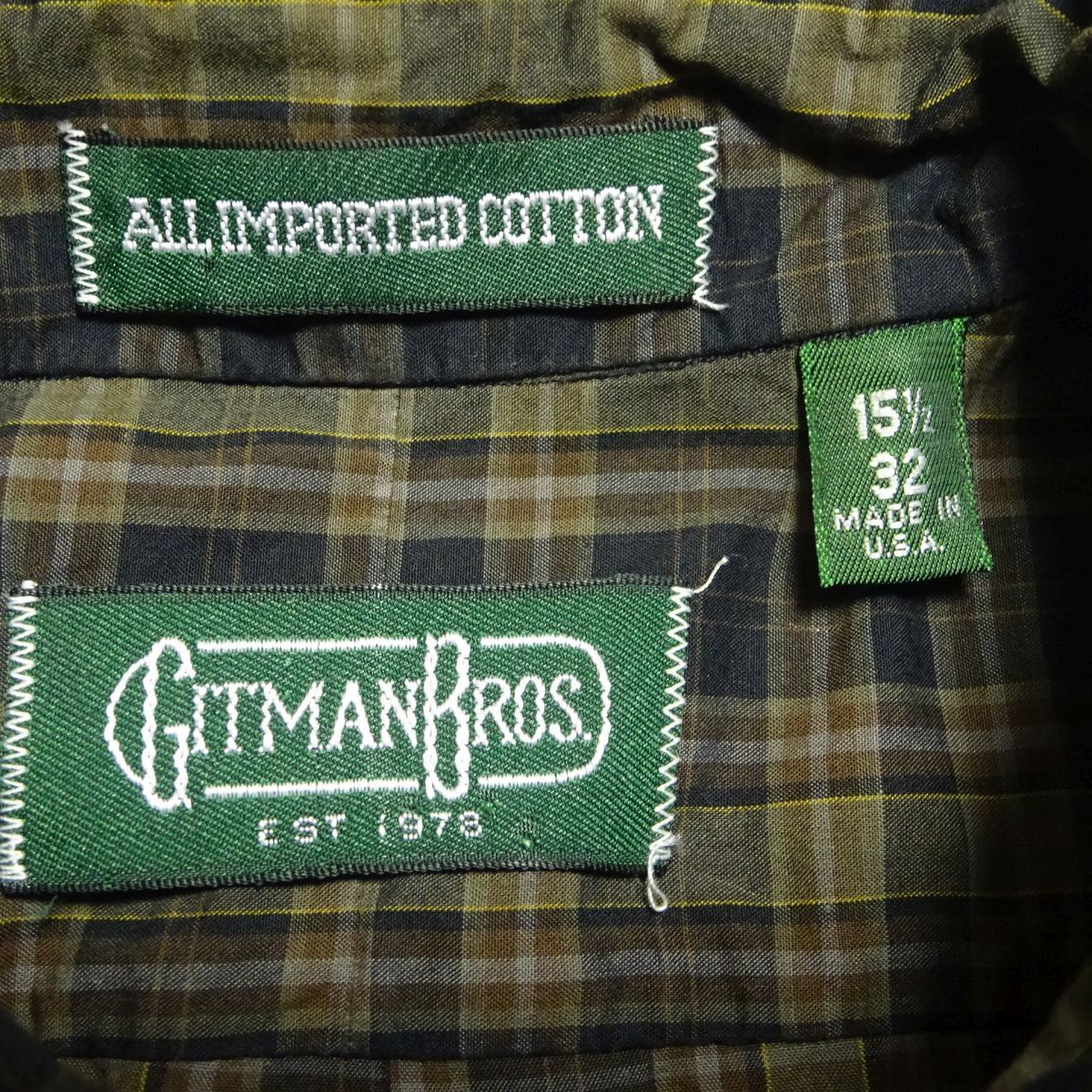 ★USA製♪ギットマンブラザーズ★ボタンダウンシャツ15・1/2 32チェックシャツ長袖シャツメンズアメリカ製GITMAN BROTHERS_画像6
