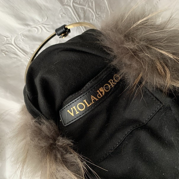 VIOLAd'ORO　ヴィオラドーロ　ファー＆バスケット バッグ　タヌキ毛皮　かご　天然素材　籠 ハンドバッグ　 婦人鞄 レディース_画像4