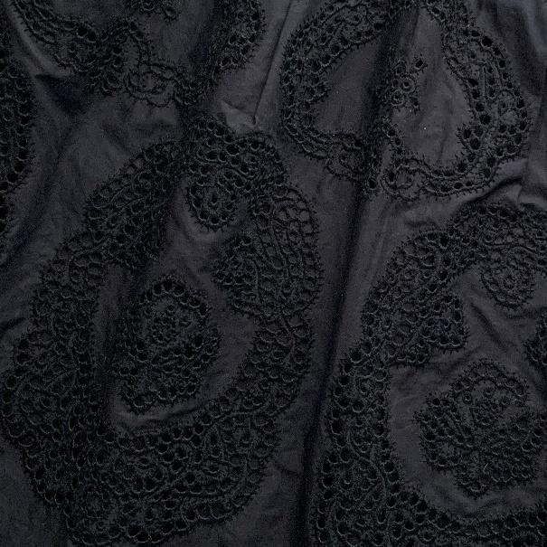 美品 レリアン Leilian　レース刺繍　綿コットン　フレアスカート 黒 ブラック　レーススカラップ　日本製　レディース　ボトムス_画像3