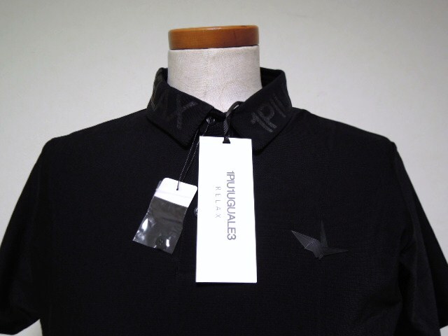 1PU1UGUALE3●relax●ウノピュウーノウグァーレトレ●半袖●大人ゴルファー●デザインウエアー●人気のブラック●サイズL●未使用_画像1