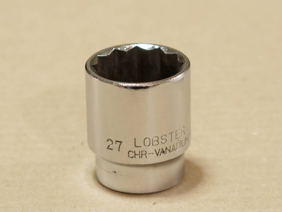 LOBSTER 27 mm 差込角 12.7 mm 1/2 inch 旧ロゴ 12角 ソケット 検) ロブスター ロブテックス エビ KTC B4-27W B4-27 TONE トネ 4D-27_画像1