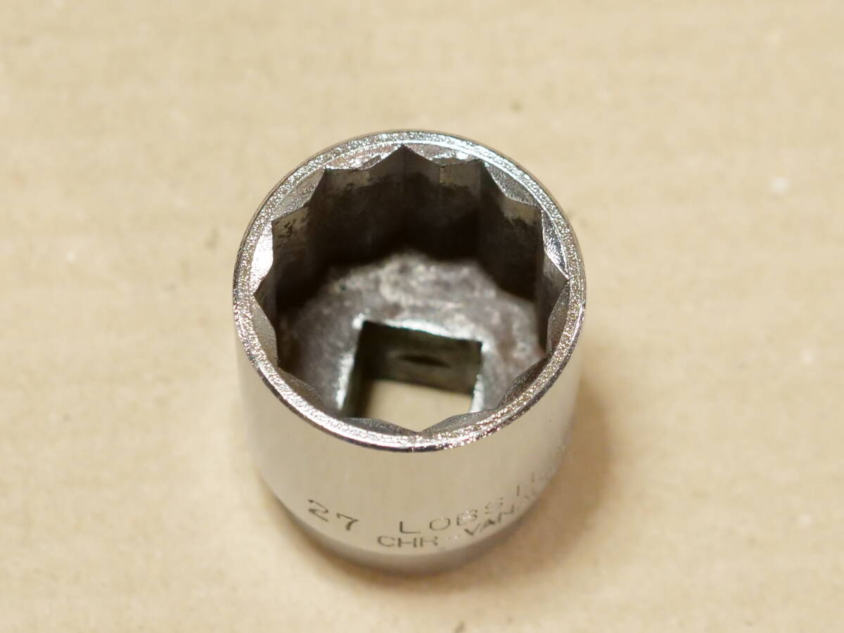 LOBSTER 27 mm 差込角 12.7 mm 1/2 inch 旧ロゴ 12角 ソケット 検) ロブスター ロブテックス エビ KTC B4-27W B4-27 TONE トネ 4D-27_画像2