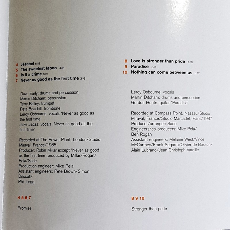 Sade「The Best Of Sade」＊1994年リリース・ベスト盤　＊「KISS OF LIFE」「YOUR LOVE IS KING」「Smooth Operator」他、収録_画像6