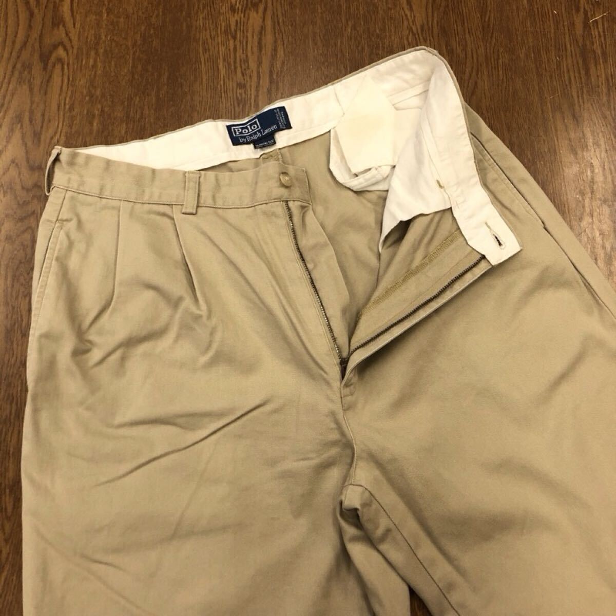 フォロー割★【Ralph Lauren】チノ エプロン ベージュ メンズ GH061】POLO by Ralph Lauren W35 L32 ツータック 裾折り返し