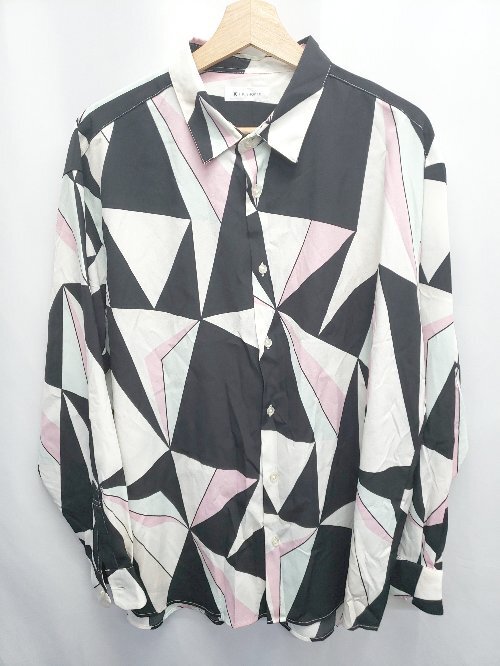 ◇ Θ THE SHOP TK 総柄 長袖 プリントデザインレギュラーカラーシャツ サイズXL ホワイト ブラック ピンク メンズ E_画像1