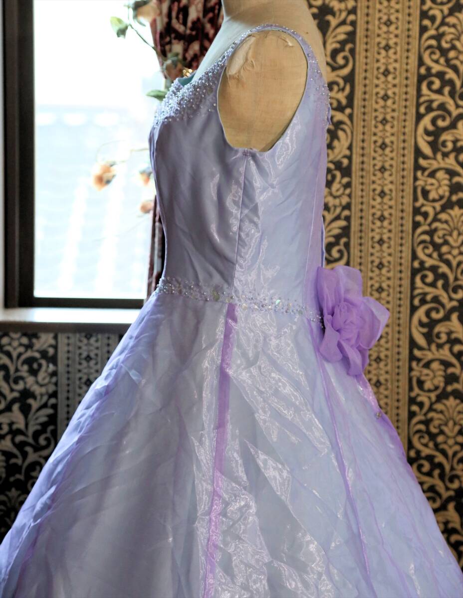 露出控えめで舞台衣装にも高級ウエディングドレス9号11号13号M~LLサイズパープルカラードレス_画像7