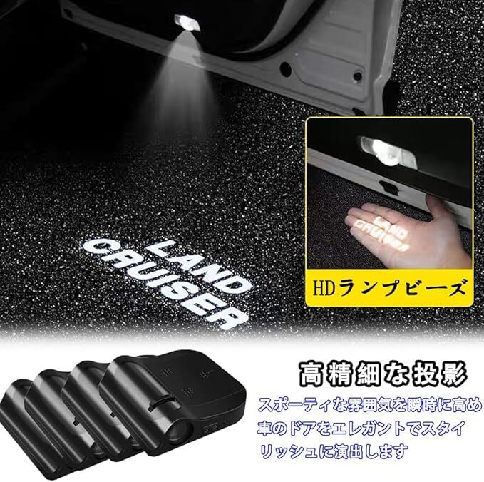 ◆【未開封?新品】For ランドクルーザー 250 ランクル LC250ドアライト ウェルカムライト LED ロゴプロジェクション 配線不要 4個(gè)