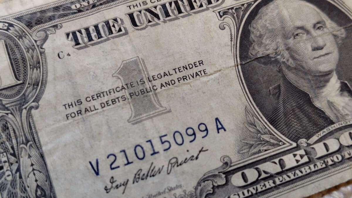 アメリカ　旧ドル紙幣 　1ドル　ブルーシール　アンティーク_画像4